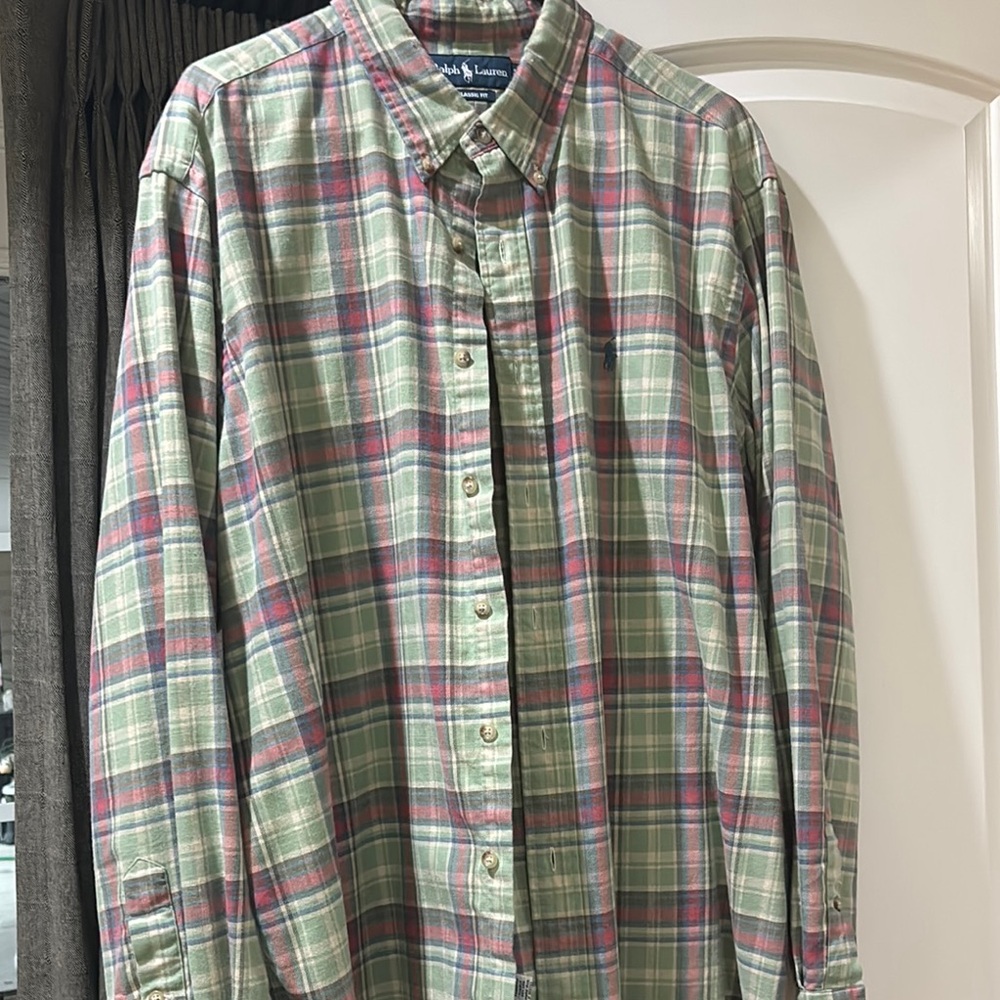 Ralph Lauren Men's Green Plaid Shirt